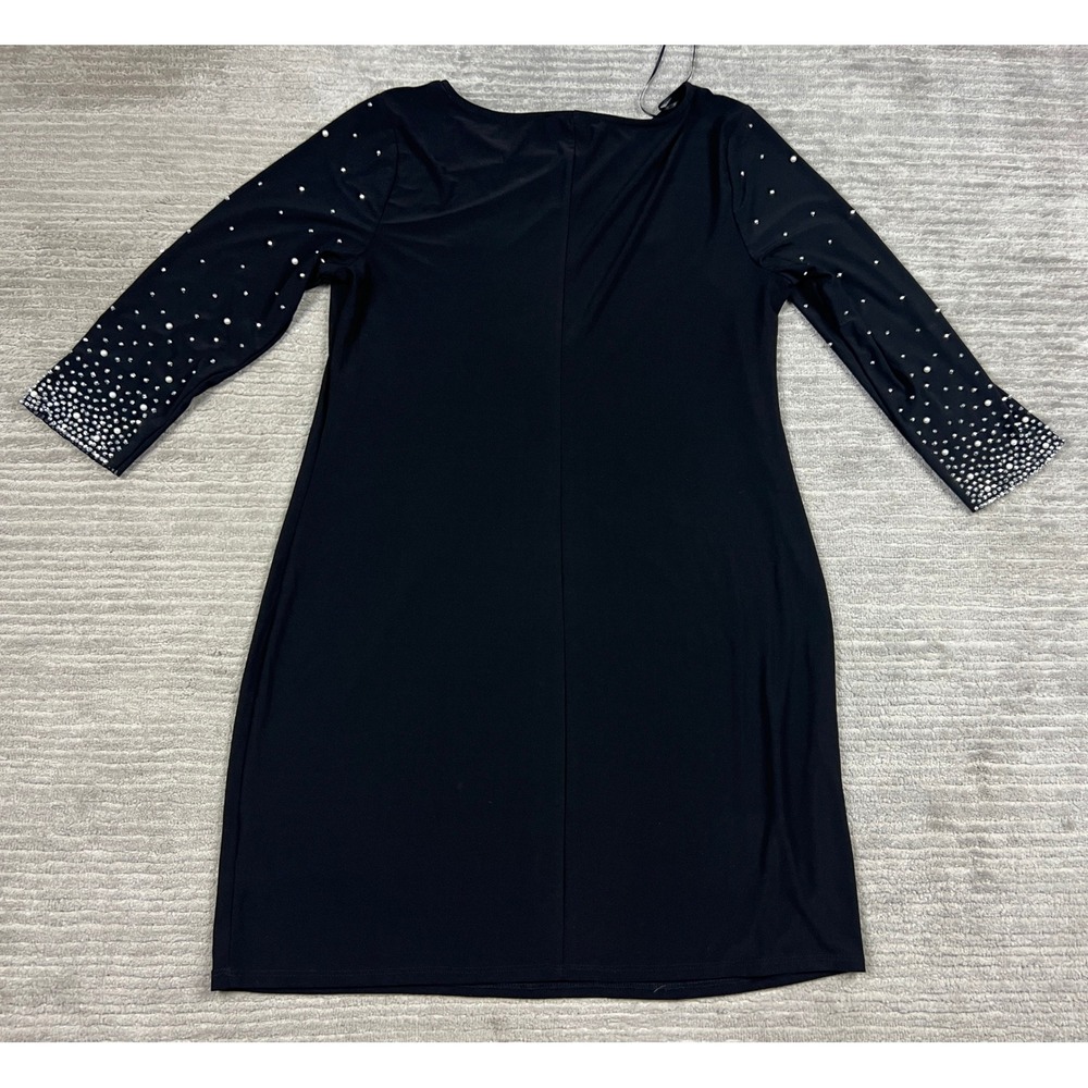 Chaus Black Pearl Rhinestone Embellished Sleeve Shift Dress Womens Large L USA - Picture 10 of 14
